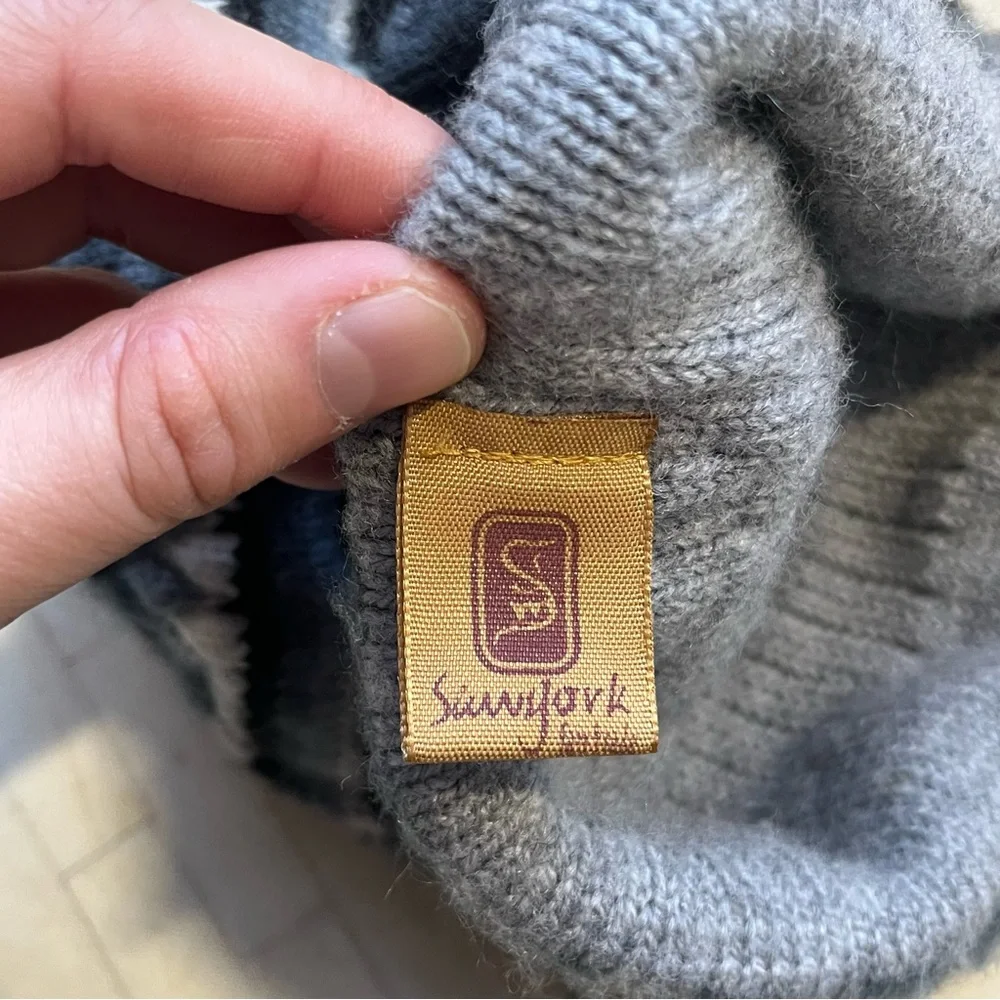 Cozy Knit 100% Alpaca Warm Kids Hat - Gray and Black